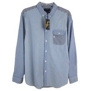 NWT Five Four x Mark McNairy Button Down Shirt Blue White Striped Long Sleeve